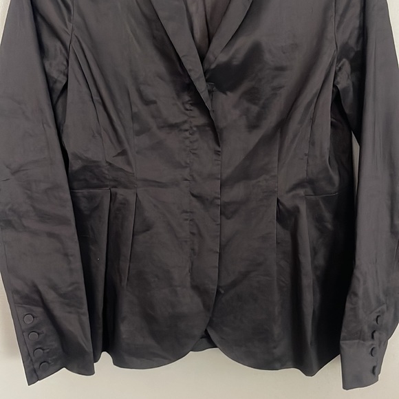 Eileen Fisher women black zip up Ramie Blazer with peplum - Picture 7 of 11